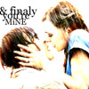 Two people kiss with one person's hand on the other's face; text reads "& finally MINE" in stylized font.