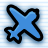A pixelated blue X with a black outline on a light blue striped background, rendered in low-resolution digital art style.