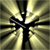 Animated sequence showing a black silhouette of a figure with outstretched arms against a yellow radial burst background, transitioning through three distinct poses.