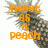 A pixelated pineapple with orange text reading 'sweet as a peach' on the left and 'in a pineapple way' on the right.