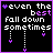 A 3x3 contact sheet of eight animated frames showing a pixel art animation with purple text and heart symbols on black background, each frame displaying the phrase "even the best fall down sometimes" in white and purple pixels.