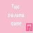 Pixelated pink background with repeated white text "THE PAJAMA GAME" and small red door icons arranged in a pattern