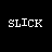 Static pixelated icon displaying the word 'SLICK' in white block letters on a black background with no additional visual elements.