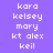 Pixelated text list of names on two-tone backgrounds with color variations between frames.