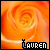 nine identical orange rose images with the name 'Lauren' in pixelated text at the bottom, each showing a swirling petal pattern