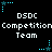 Pixelated text and star-shaped icons on a black background with alternating blue and cyan star animations.