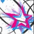 A static image with a white background featuring black chain-link fence lines, pink and blue starburst shapes, and bold text reading "this ride will grant all of your wishes" in black boxes.