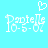 Pixelated white text and symbols on a cyan background, with two identical side-by-side layouts featuring 'Papelle' above '10-5-02' and a heart symbol at the top center.