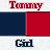 Pixelated icon with 'Tommy' text at top, dark blue and red vertical split background, 'Girl' text at bottom.