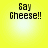 Four identical pixelated text on a yellow gradient background, each displaying 'Say Gheese!!' in black block letters