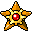 Four pixelated star-shaped icons with golden-yellow and brown tones, each featuring a red gem center on gray background.