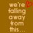 Pixelated text on brown background with red heart symbol above 'we're' in left ; right lacks the heart