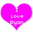 Two identical pink heart-shaped icons with white text reading "I Love Ryan" displayed side-by-side.