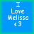 Blue square icon with white text reading "I Love Melissa <3" on a green background.