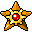 Four pixelated star-shaped icons with red gem centers arranged in a 2x2 contact sheet, each showing slight rotation variations.