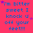A static image with bright pink background and blue text reading "i'm bitter sweet I knock u off your feet!!!" repeated in a pattern, interspersed with small purple stars