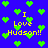 Blue background with green pixelated hearts and yellow text reading "I Love Hudson!!" in multiple positions.