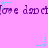 A static image with a pink background displaying repeated purple text 'love dance' and cyan star animations.