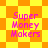 Pixelated text "Super Money Makers" appears on a yellow-orange checkered background with diamond-shaped patterns.