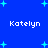Blue background with light blue plus-shaped stars and four instances of the name 'Katelyn' in white pixelated text.