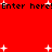 Red background with repeated black text 'Enter here!Enter here!' and scattered white plus signs in pixelated style.