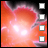 A 48x48 pixel animated contact sheet showing two frames of an orange and pink cosmic explosion with white squares on the right side, labeled "Anime IM" and "COM" in pixelated text.