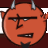 circular orange devil faces with horns, each displaying sequential text changes from 'I'm so sexy' to 'BURNS' and 'www.iconhell.com' in various colors