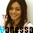six identical images showing a person with long brown hair wearing a white top, each overlaid with the text 'vanessa' in black and blue pixelated letters
