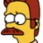 Yellow-skinned cartoon character with large white eyes, thick black glasses, and a red mustache, wearing a red cap, viewed in profile against a white background.