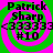 Four identical display Patrick Sharp text over a green and pink spiral background with '<33333' and '#10' below
