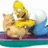 A pixelated image shows a yellow cartoon character with a blue lower body lying on a purple surface, next to a red background with yellow text.