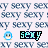 Pixelated blue penguin icon with black beak and feet, positioned next to 'sexy' text in cyan and pink gradient on dark background.