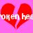 Red broken heart symbols on pink background with white text reading 'broken he' repeated across the image.