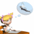 A cartoon girl with blonde hair and pink bows sits at a desk, her thought bubble showing a ship; the scene repeats in a pattern
