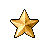 Pixelated golden star with black outline on gray background, featuring gradient shading and white highlights.