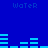 Blue background with repeated light blue horizontal bars and pixelated 'Water' text in light blue at top and bottom.