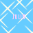 Light blue background with white diamond-shaped pattern and four instances of pink text reading "JULIA" in pixelated font