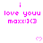 Pixelated pink text and hearts on white background with gray bottom-right corner.