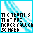 A 5x5 contact sheet of animated frames showing a pixelated text animation with blue streaks on white background, displaying the phrase "THE TRUTH IS THAT I'VE NEVER FALLEN SO HARD."