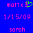 Blue background displays pink text and a green heart symbol in two side-by-side with identical text and date below