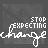 identical text-based icons showing 'STOP EXPECTING change' with changing colors on the word 'EXPECTING', set against a dark textured background