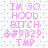 Pixelated pink text on white background with dotted pattern, displaying repeated phrases and symbols in a