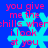 Blue background with cyan snowflake symbols and red text reading 'you give me the chills when i look at you' in a pixelated style.