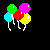 Pixelated birthday-themed animation with colorful balloons and text reading 'MY BIRTHDAY IS SOON !!!' on black background.