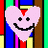 nine pink heart-shaped icons with varied facial expressions against a colorful striped background