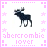 Pixelated dark animal figure with antlers stands in center of white square bordered by pink decorative elements and text.