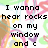 Pixelated text reads "I wanna hear rocks u standing on my window and <3" over a colorful abstract background with swirling lines.