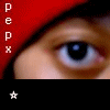 eye close-ups with red headwear, white stars, and vertical text on the left side