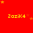 Red background with yellow text '2azik4' repeated , scattered yellow stars, and a gray rectangle in bottom-right corner