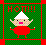 Pixelated character with white hat, red body, and pink mouth under 'HOT!!!' text on green checkered background framed by red border.